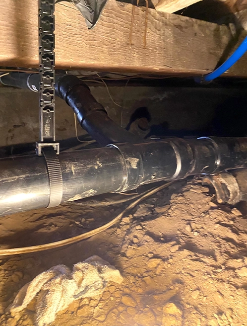 Collage of completed plumbing projects highlighting tidy pipe runs and fixtures